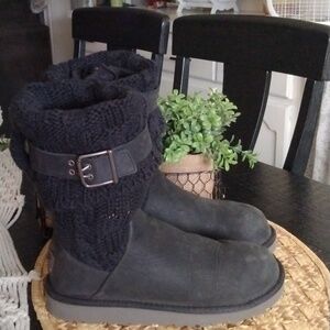 UGG Black Knit Cuff Winter Boots